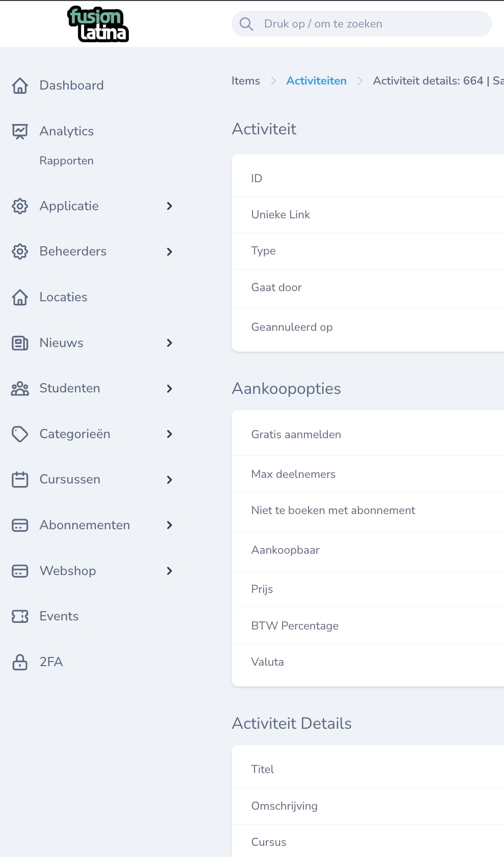 Baila.me professionele backend